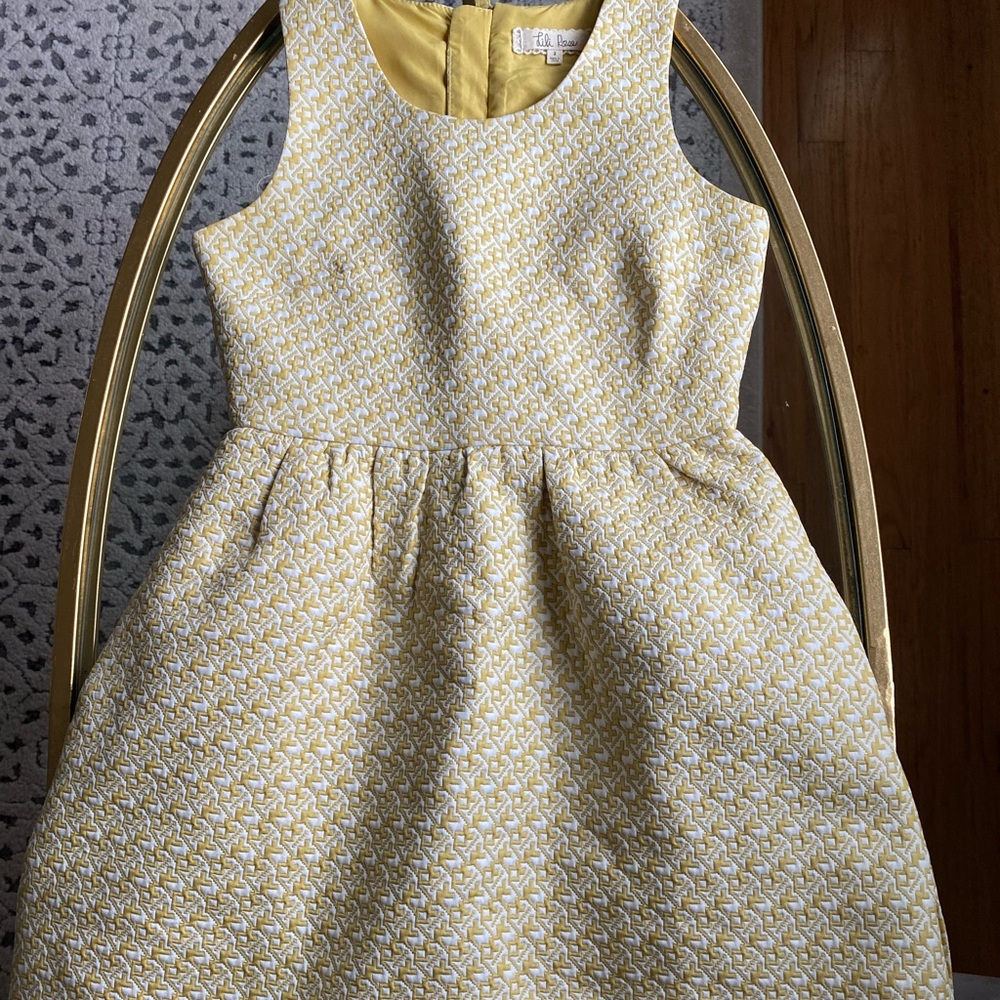 Spring Peplum Textured Yellow Dress with Zipper on Back